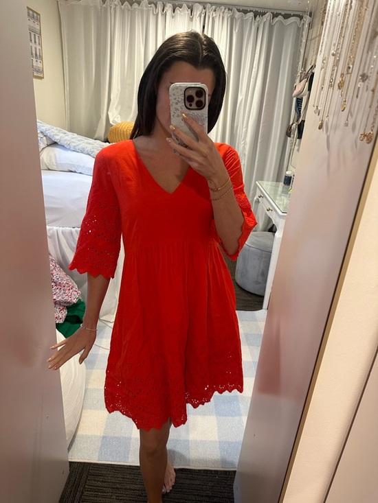 Madewell Dresses & Skirts - Madewell Bright Red Eyelet V-Neck Mini Dress